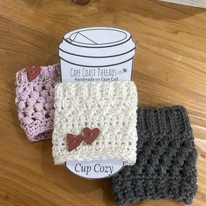 Set of 3 Coffee Cozy Sleeve - Hand crocheted